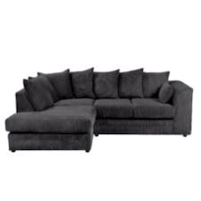 Rivoli L Shape Corner Sofa in Jumbo Cord - Left Hand Facing Chaise Black