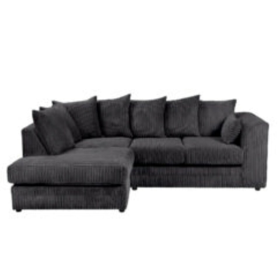 image 1 of Rivoli L Shape Corner Sofa in Jumbo Cord - Left Hand Facing Chaise Black