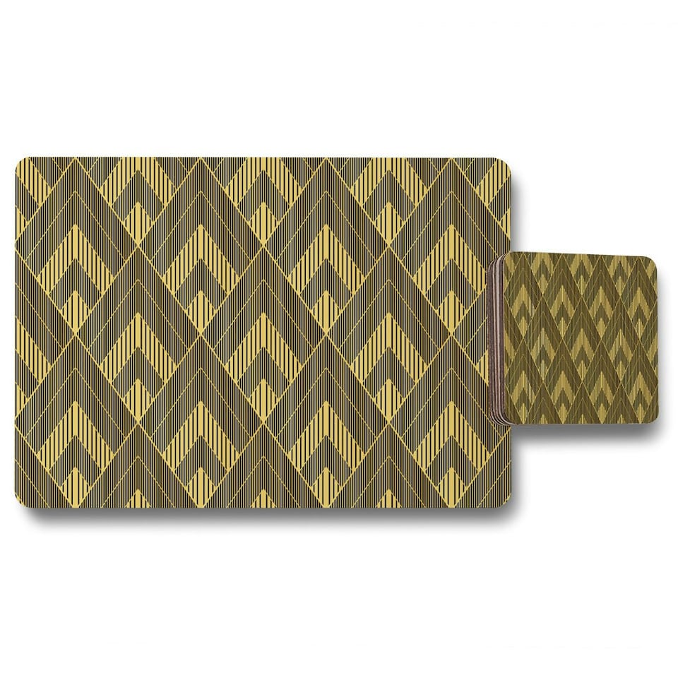 Black & Gold Striped Triangles (Placemat & Coaster Set)