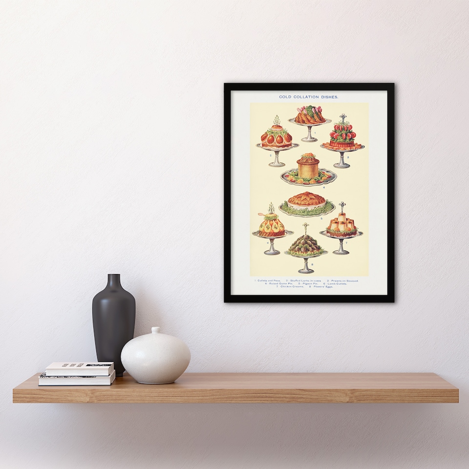 image 1 of Mrs Beeton Household Management Cold Collation Dishes Framed Wall Art Print A3