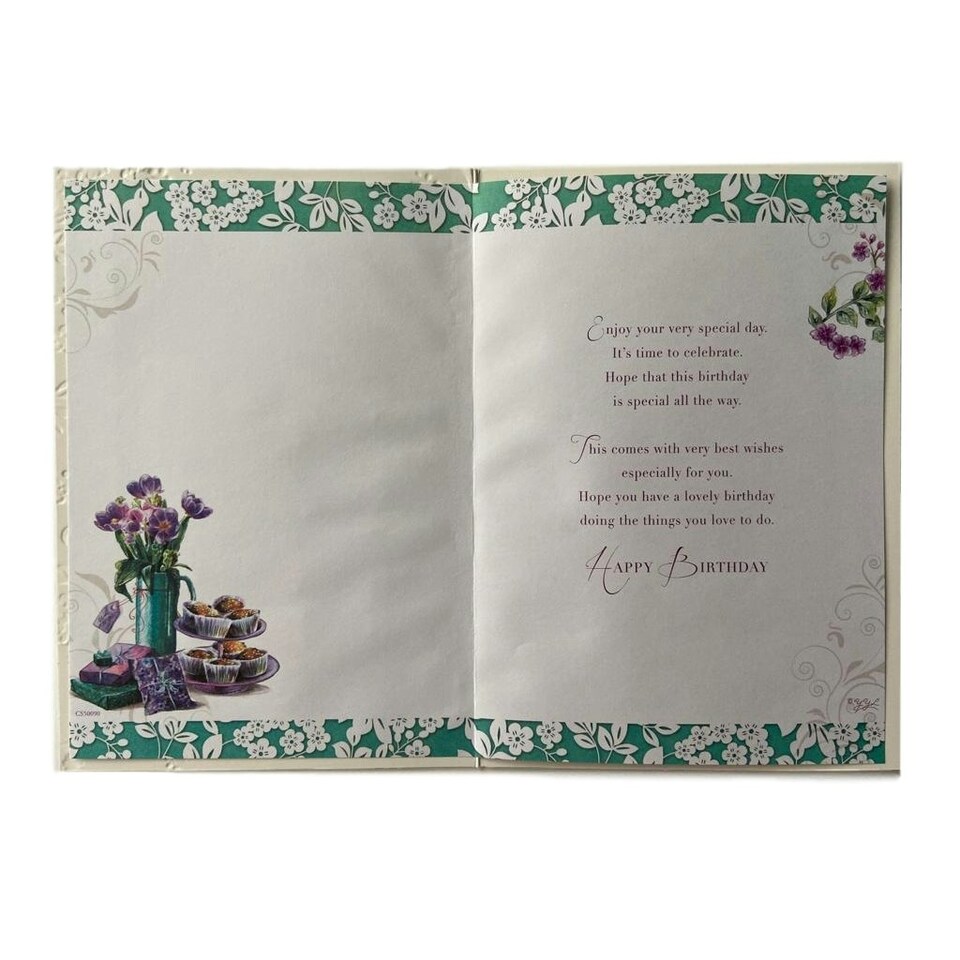 image 1 of Open Female Celebrity Styled Floral Design Birthday Card
