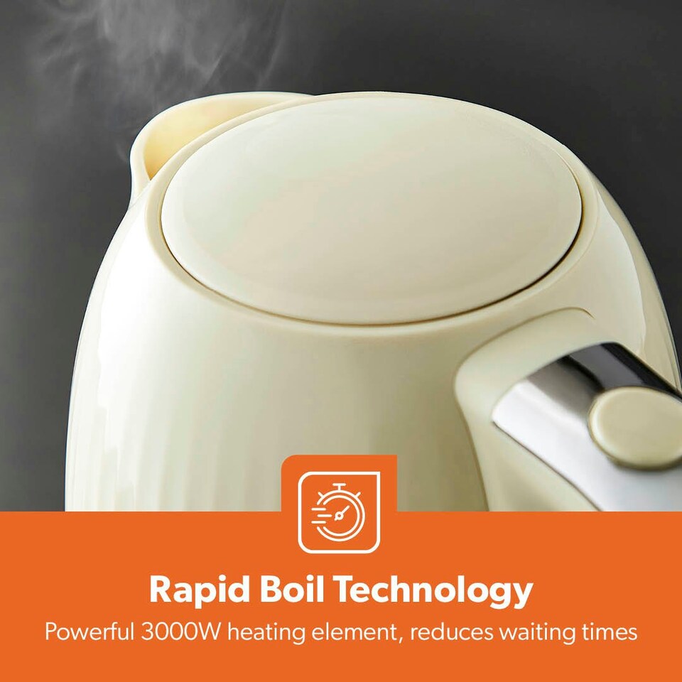 image 1 of GEEPAS 1.7L Electric Kettle 3000W- Cream, Fluted