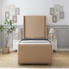 Sloomy Devonshire Latte Dumfries Bed Frame With 50"  Upholstered Wingback Headboard 4' Small Double
