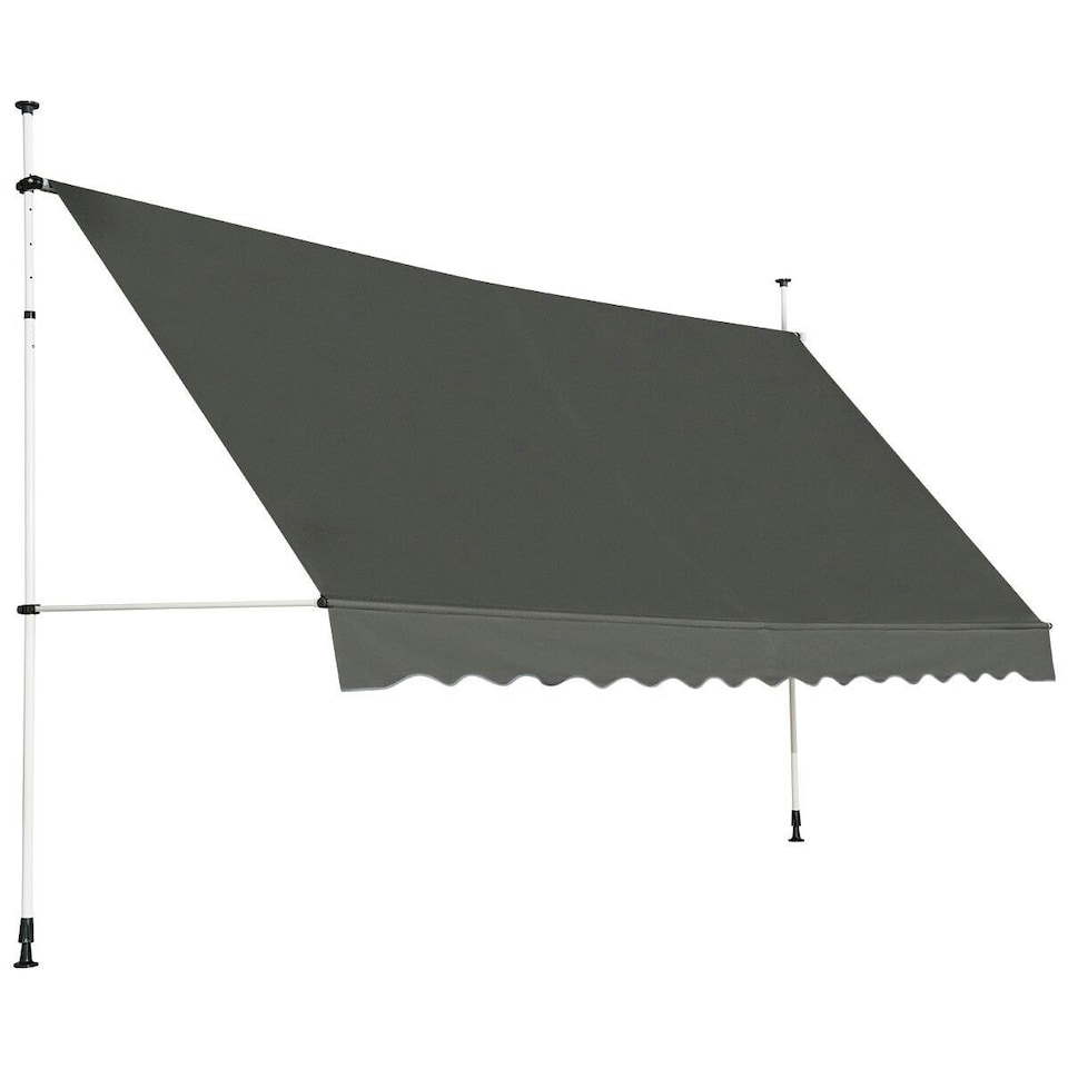 image 1 of COSTWAY 4M Telescopic Canopy Retractable Sun Shelter Grey | Grey
