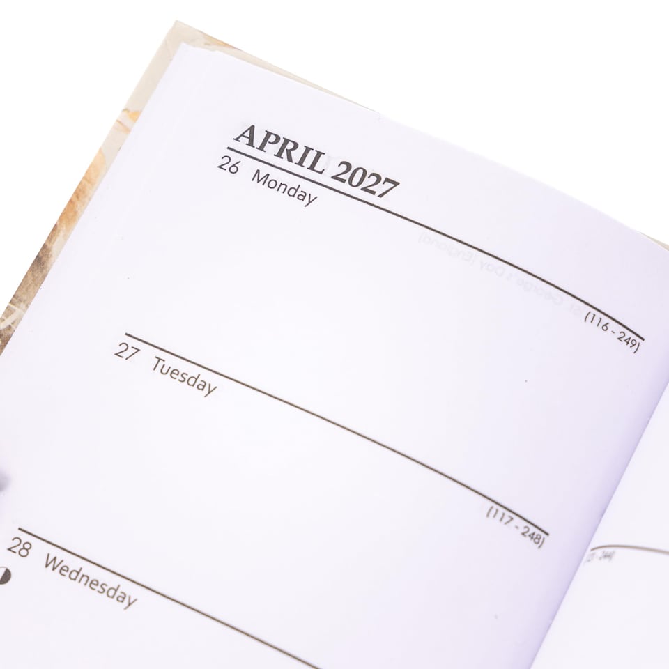 image 1 of 2027 Slim Diary Week to View - Marble Hardback Planner Runs January to December 2027 - Pocket Size, 16cm x 9cm with Ribbon Bookmark (Marble)