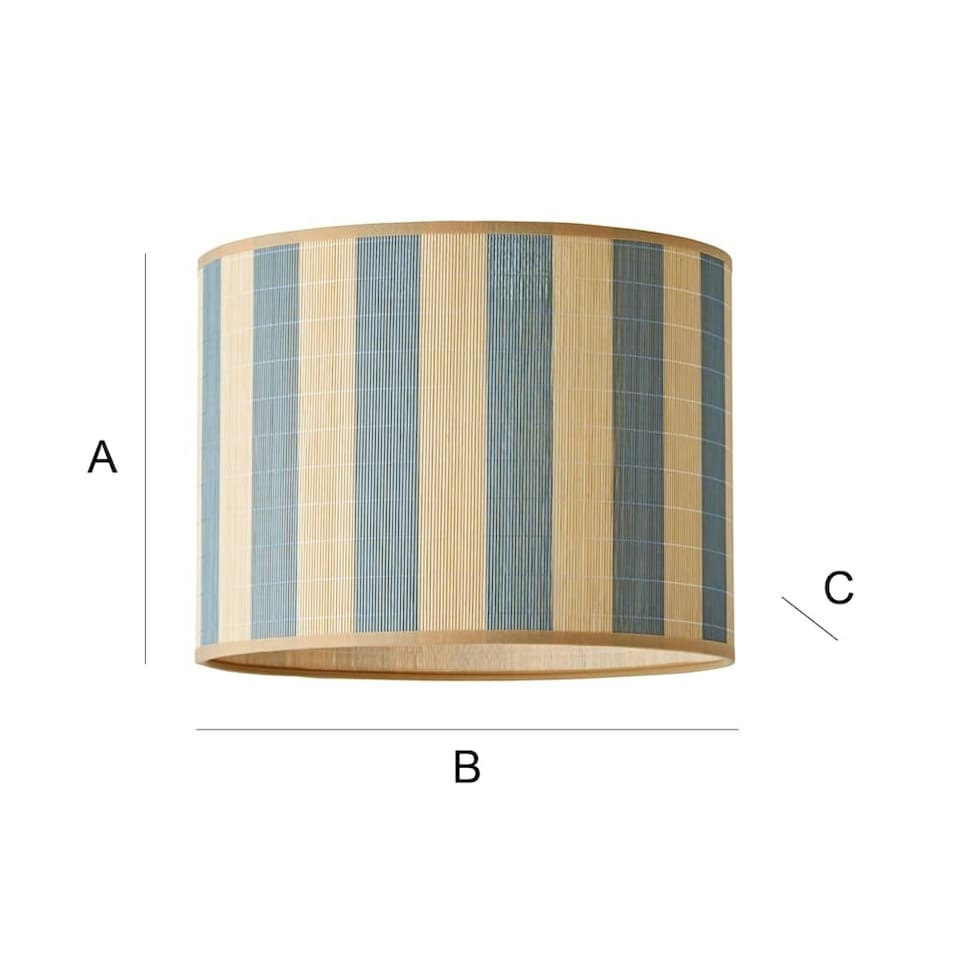 image 1 of ValueLights Lori Blue Stripe Bamboo Drum Ceiling Lamp Shade Blue