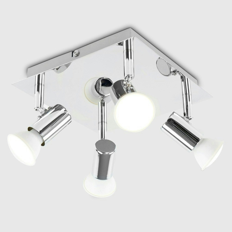 image 1 of ValueLights Spotlight Polished Silver Spotlight and GU10 Spotlight LED 5W Warm White 3000K Bulb Chrome