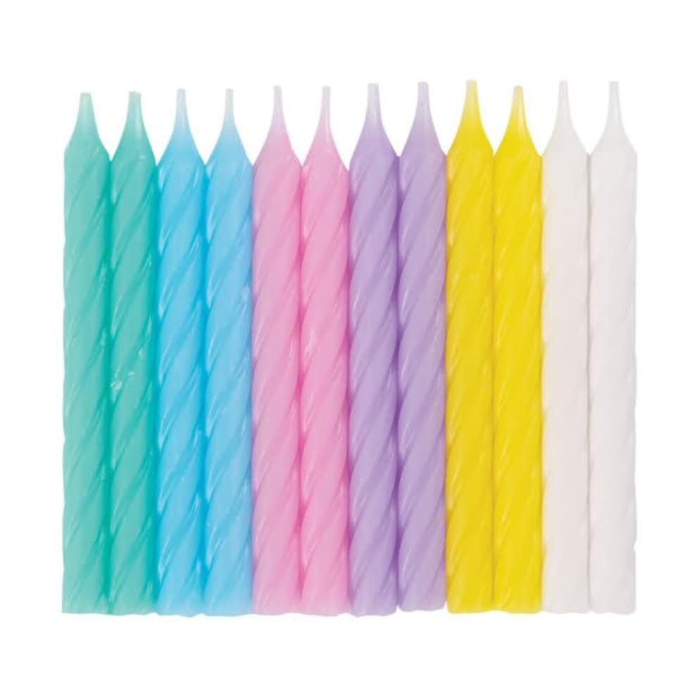 image 1 of Assorted Pastel Spiral Birthday Candles - Pack of 24