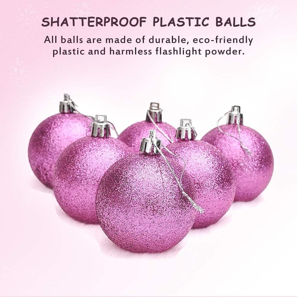 image 1 of 50mm/24Pcs Christmas Baubles Shatterproof Pale Pink