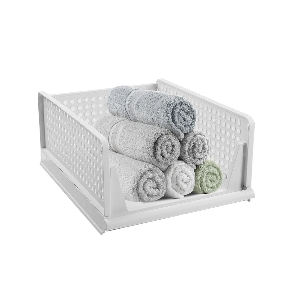 image 1 of Living and Home Foldable Plastic Storage Drawer Basket 27L - Off White