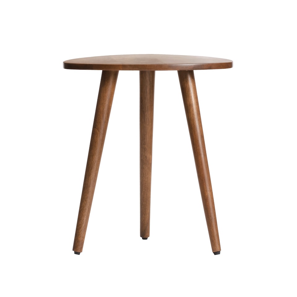 image 1 of MH London Tora Triangle Side Table, Mango Wood End Table with Tripod Legs