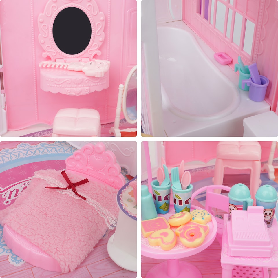 image 1 of Princess Carriage Dollhouse Playset – Portable Suitcase with 2 Dolls & 50+ Accessories