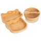 image 1 of Tiny Dining 3pc Llama Bamboo Suction Dinner Set - Beige