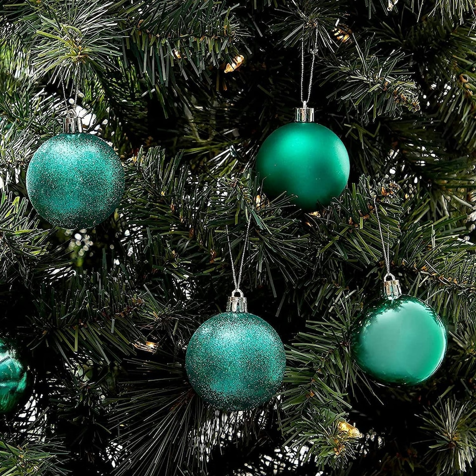 image 1 of 60mm/18Pcs Christmas Baubles Shatterproof Emerald Green,Tree Decorations
