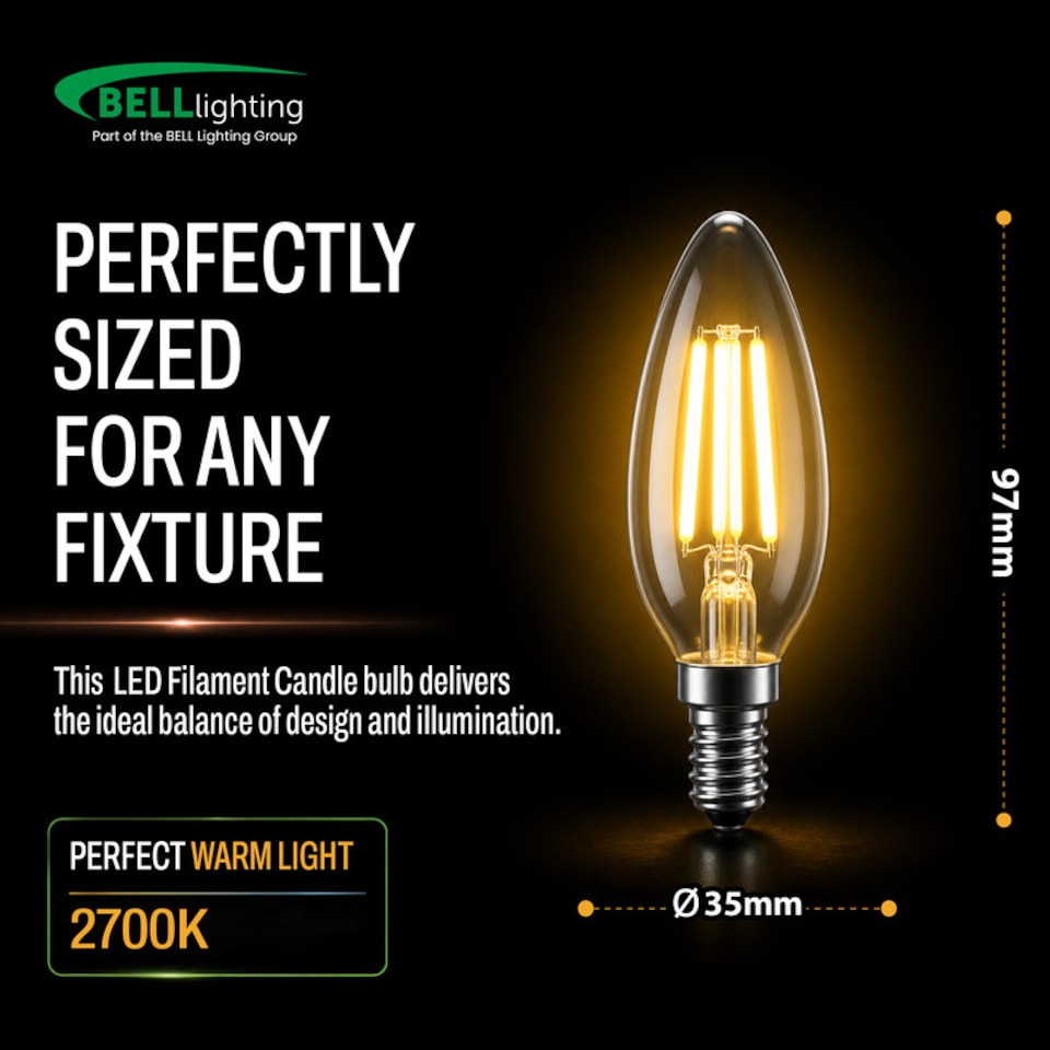 image 1 of BELL Lighting E14 SES LED Filament Candle 4.5W Light Bulb Warm White 2700K