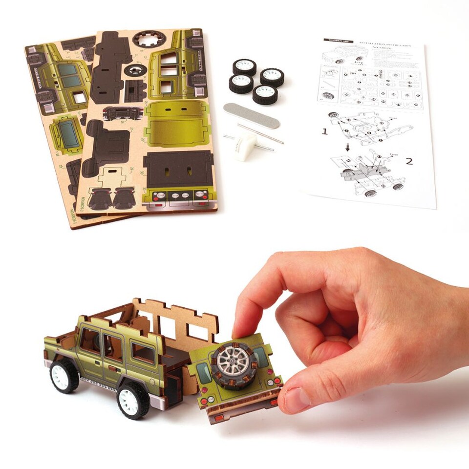 image 1 of Build Your Own Jeep Wooden 3D Model - actually drives!