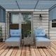 image 6 of Outsunny 5 Pieces Outdoor Patio Furniture Set Wicker Conversation Set Blue