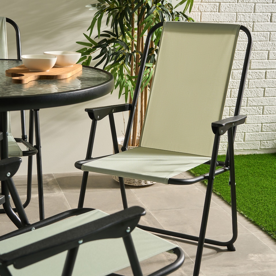 image 1 of OHS 6 Piece Patio Set Outdoor Table Chairs Parasol Garden Furniture