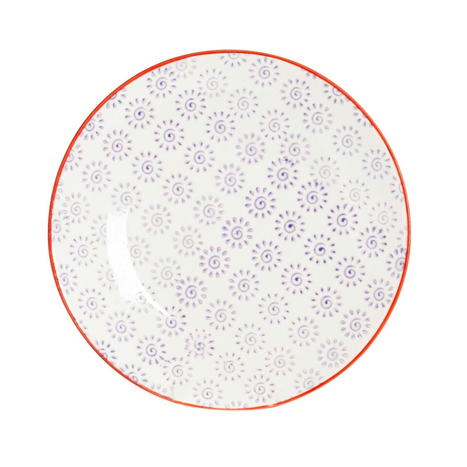 image 1 of Nicola Spring Hand-Printed Side Plates - 18cm - Purple - Pack of 6 Multi