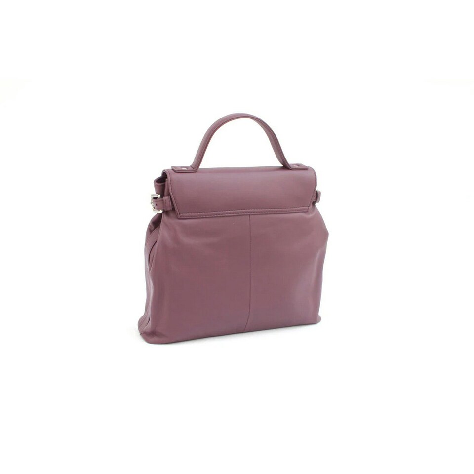 image 1 of Eastern Counties Leather Katrina Leather Buckle Detail Handbag - Grape/Ivory - One Size | Green