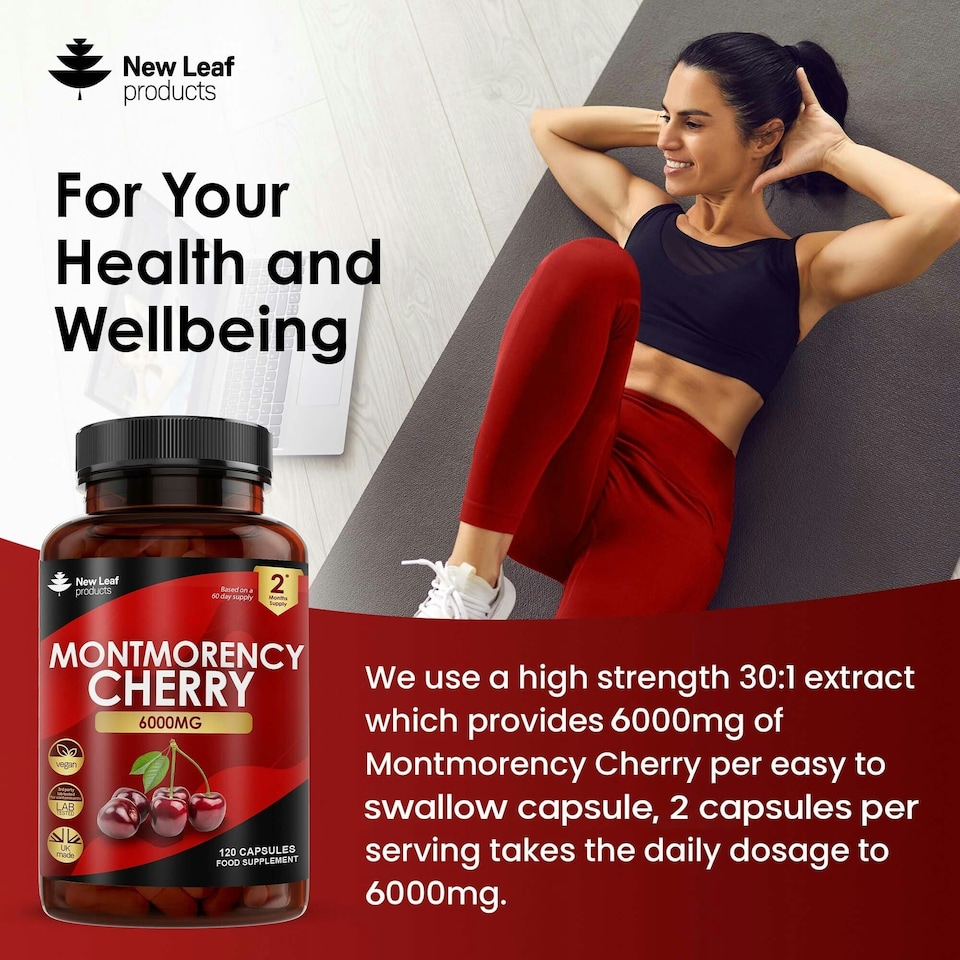 image 1 of Montmorency Cherry Capsules - Sleep & Relaxation Support - Vegan 120 Capsules