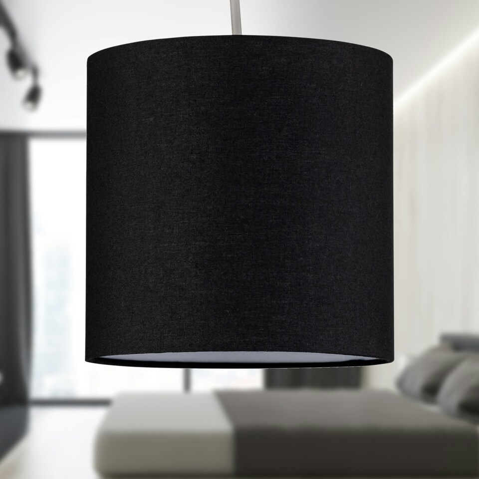 image 1 of Black Textured Cotton 17cm Table Lamp Shade Black