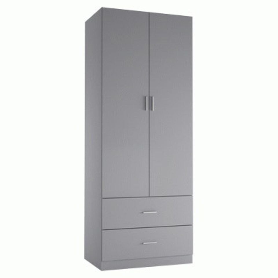image 1 of 2-Door 2-Drawer Wardrobe Grey | Unit Colour: Grey