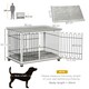 image 7 of PawHut Dog Crate Furniture End Table w/ Soft Washable Cushion, Lockable Door