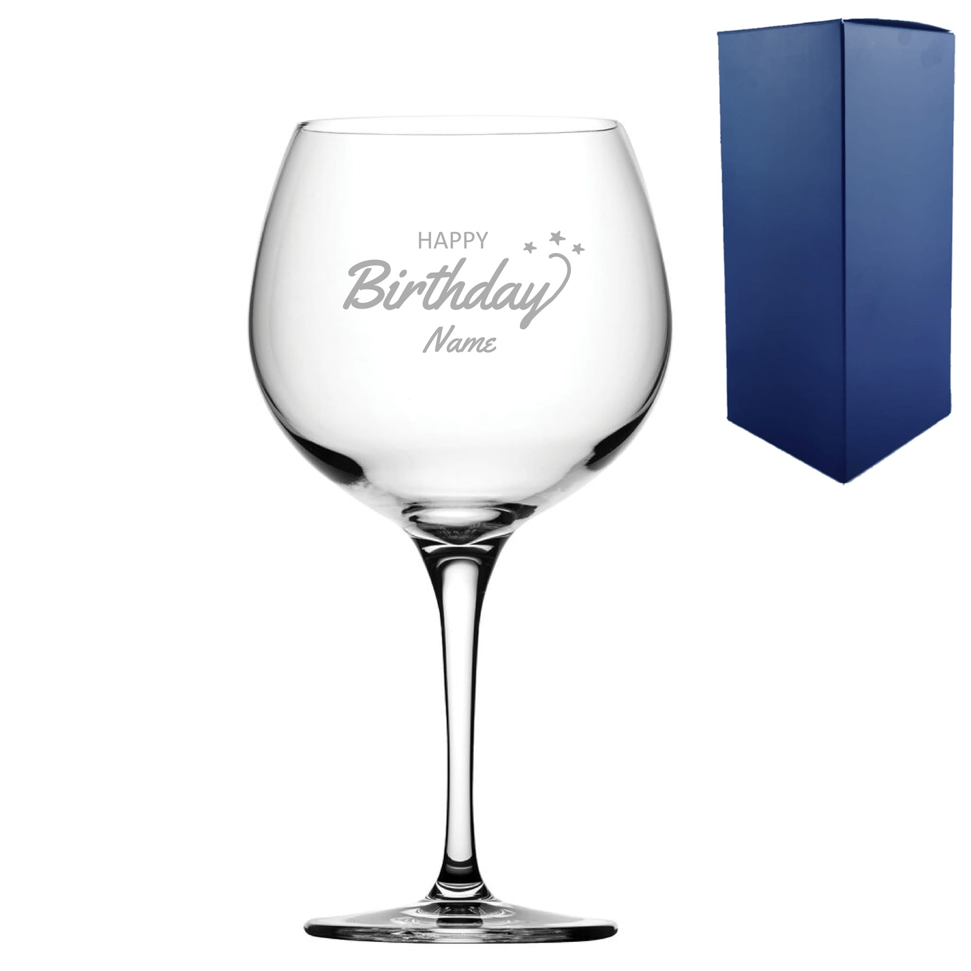Uniqueful Personalised Engraved Happy Birthday Gin Balloon Glass for Friend in Clear | Size: 20oz (550ml)