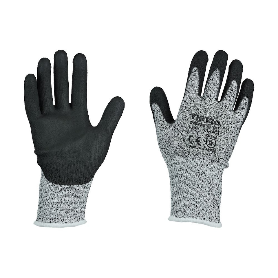 image 1 of Timco - High Cut Gloves - PU Coated HPPE Fibre with Glass Fibre (Size Large - 1 Each)