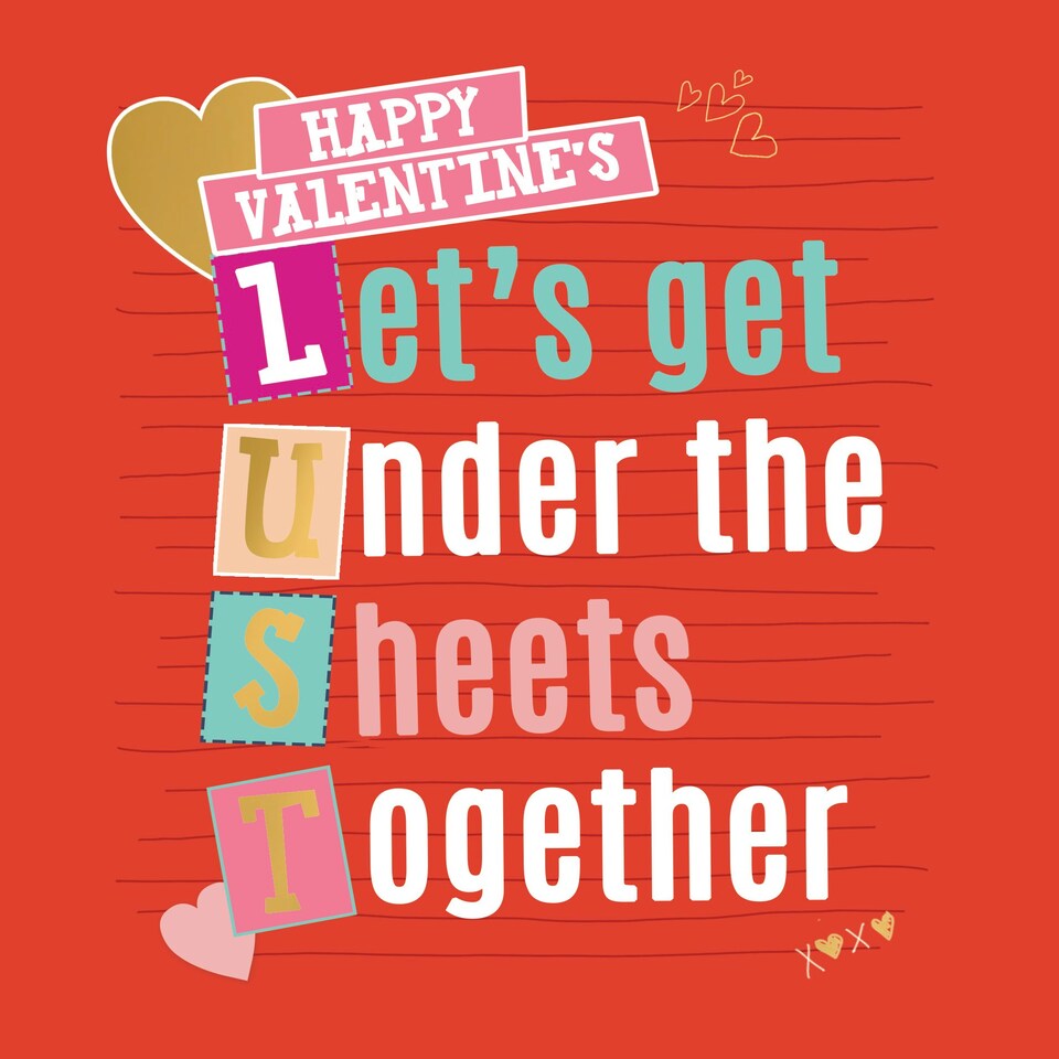 image 1 of Let's Get Under The Sheets... - Funny Acrostic Valentine's Card