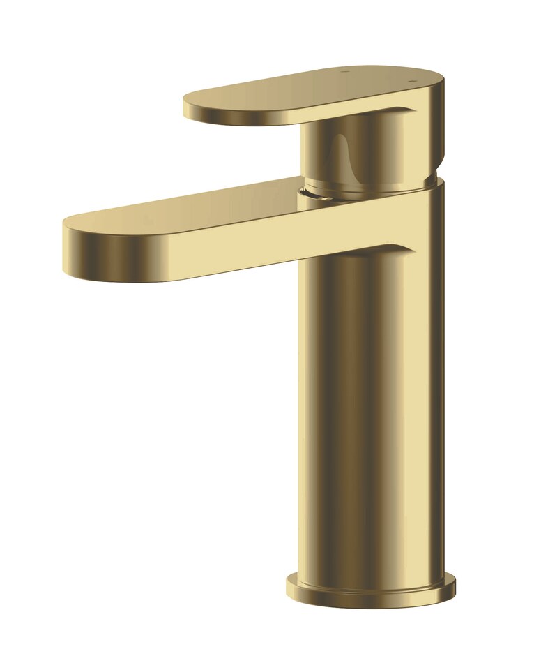 image 1 of Current Round Mono Basin Mixer Tap, Push Button Waste - Brushed Bras1s | Gold | Brushed Brass | 1
