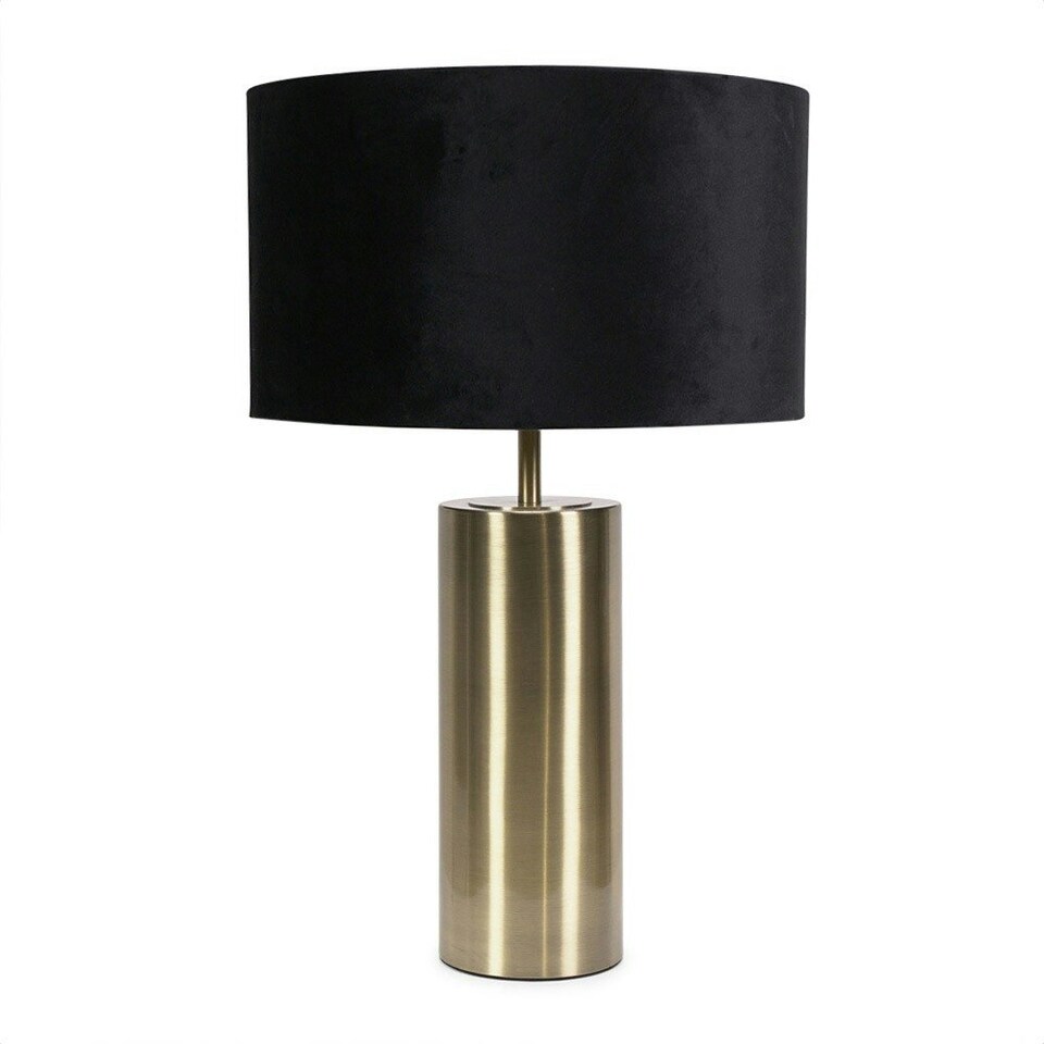 image 1 of ValueLights Lexy Antique Brass Dimmable Table Lamp Black Velvet Shade and Bulb