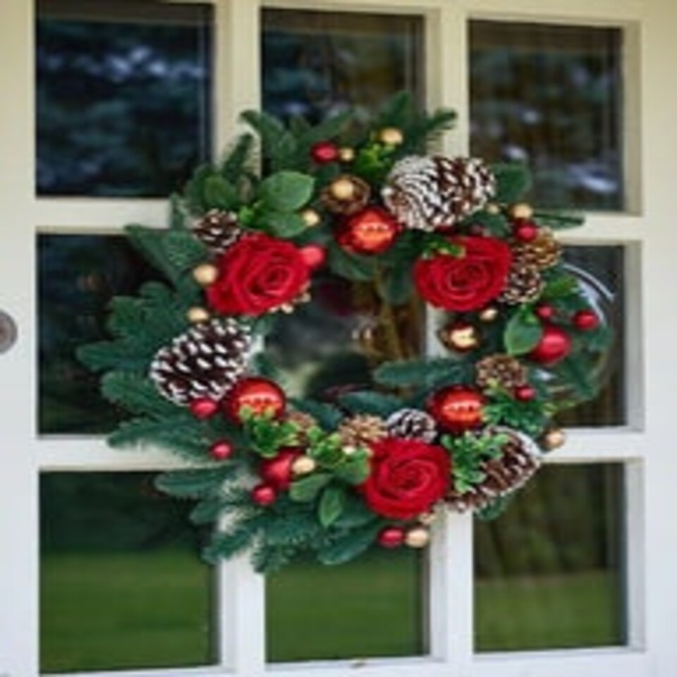 image 1 of Brockham Rose Wreath 55cm
