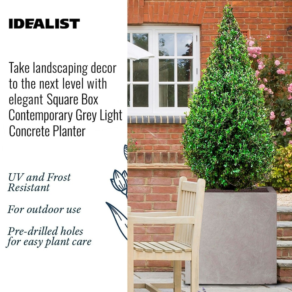 image 1 of Square Box Grey Light Concrete Garden Planter H60 L60 W60 cm, 216 ltrs Cap.