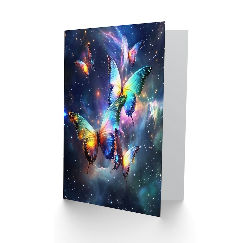 image 1 of String Theory Cosmic Butterflies Space Starscape Birthday Greeting Card