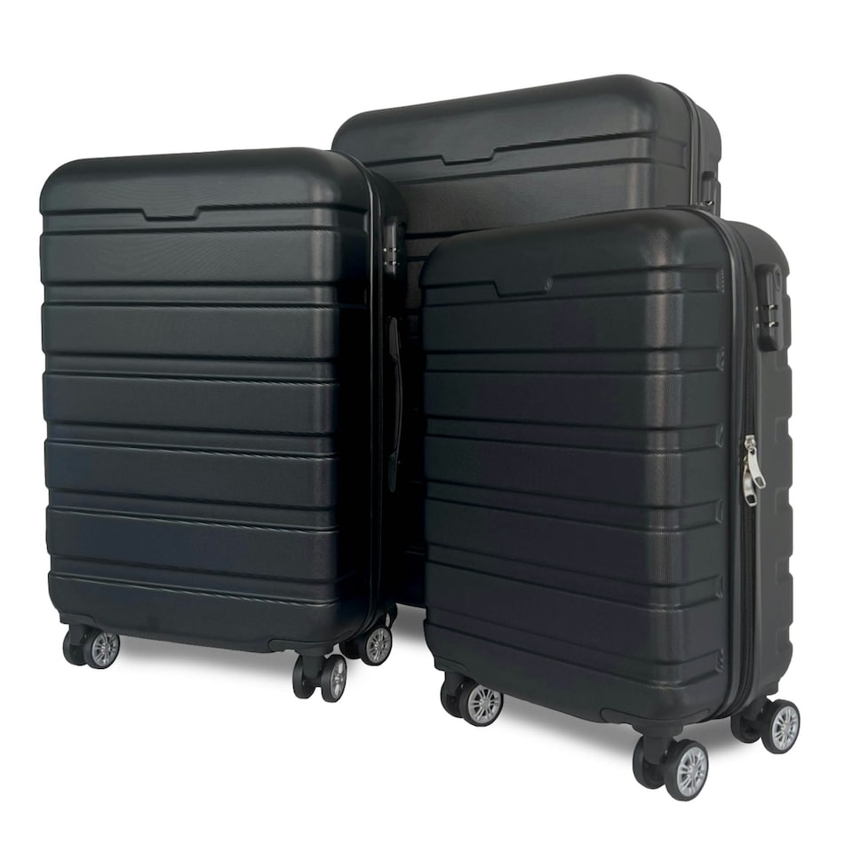 image 1 of Oypla 20", 24", 28" 3pc Hard Shell ABS Luggage Suitcase Set with TSA Lock and 4 Spinner Wheels Black