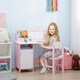 image 2 of HOMCOM 2 PCs Childrens Table and Chair Set w/ Whiteboard Storage - Pink 