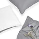 image 2 of OHS Plain Reversible Soft Microfibre Duvet Cover and Pillowcase Set, Double - Grey/White