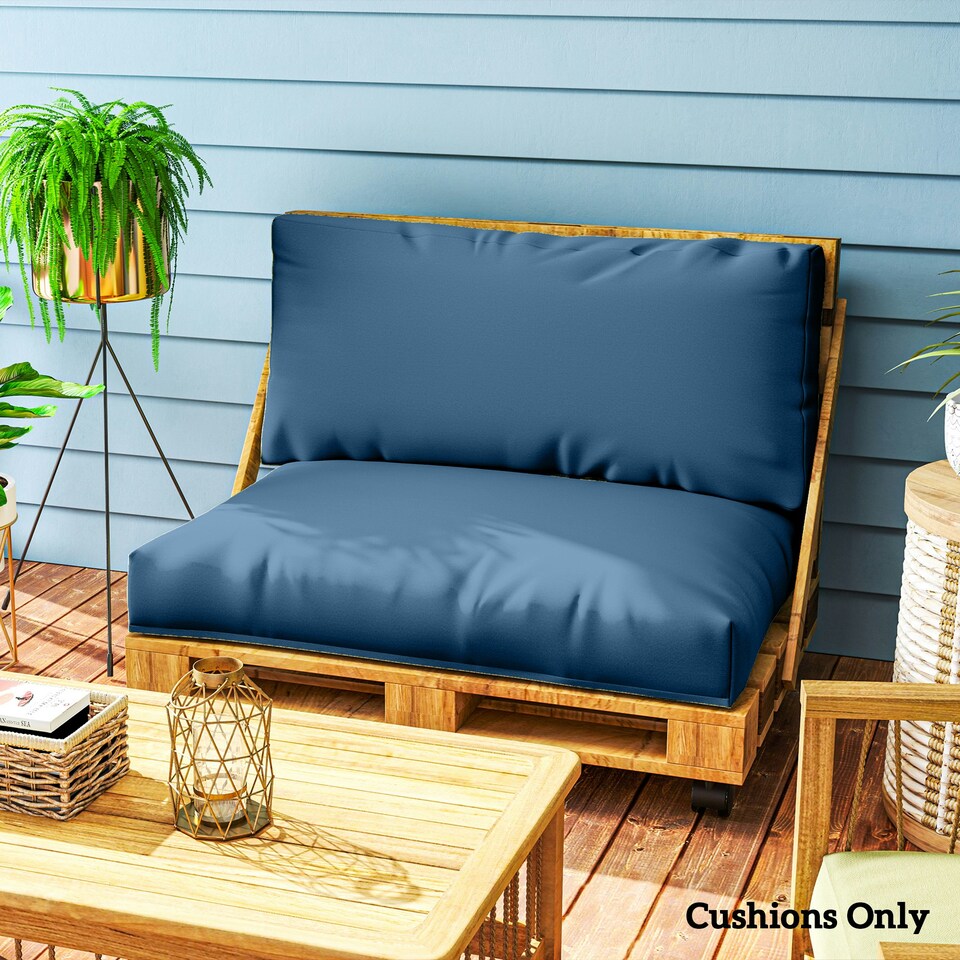 image 1 of Outsunny 2 Seat Pallet Cushions 20cm Thick Outdoor Seat Pads, Charcoal Grey
