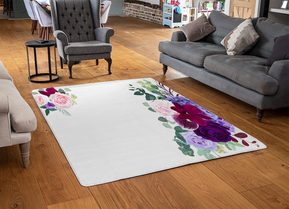 image 1 of Pink & Purple Roses Rug | Multi