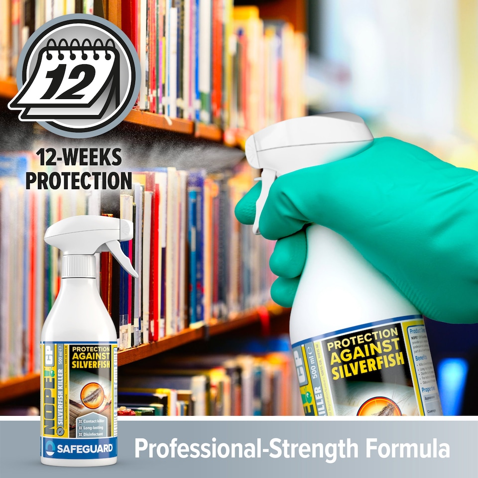 image 1 of NOPE Silverfish Killer Spray - 500ml - Spray Long-Lasting, Odourless, Fast Acting for Indoor and Outdoor use.