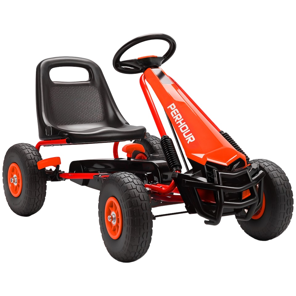 image 1 of AIYAPLAY Kids Pedal Go Kart with Adjustable Seat, EVA Tyres, Brake, Red