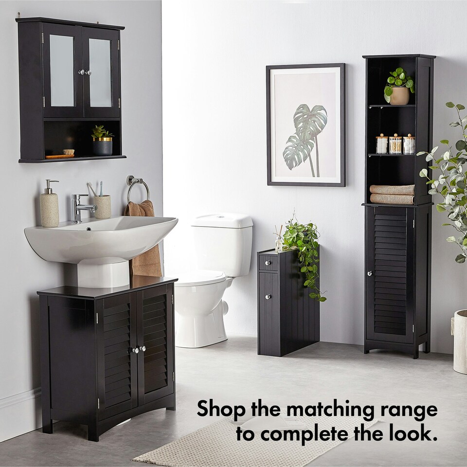 image 1 of VonHaus Shrewsbury Black Under Sink Bathroom Cabinet