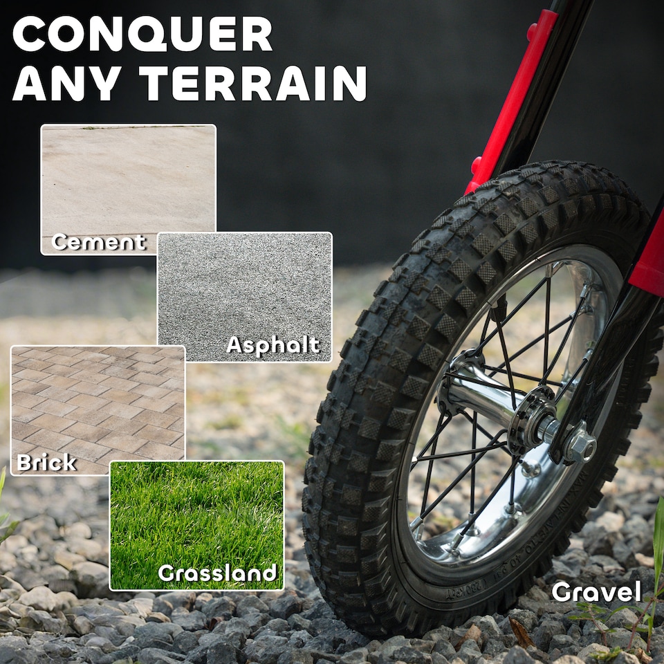 image 1 of AIYAPLAY Kids Electric Motorbike, 24V Battery Powered Dirt Bike with 250W Motor, 6-16km/h, 7AH Batteries, 12" Inflatable Tires and Rear Suspension, Ride On Motorcycle for 8-12 Years Old | Red