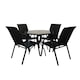 image 1 of Outdoor 4 Person Round Glass Top Garden Patio Dining Table Chairs Set