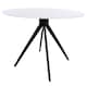 image 1 of Aspen Compact Round Dining Table - Durable Wood-Effect or Sintered Stone Top with Black Metal Pedestal Legs | White | White | Small | 1