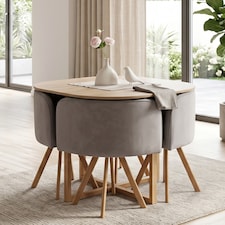 Space Saving Dining Table with 4 Chairs Set, Dining Room Furniture