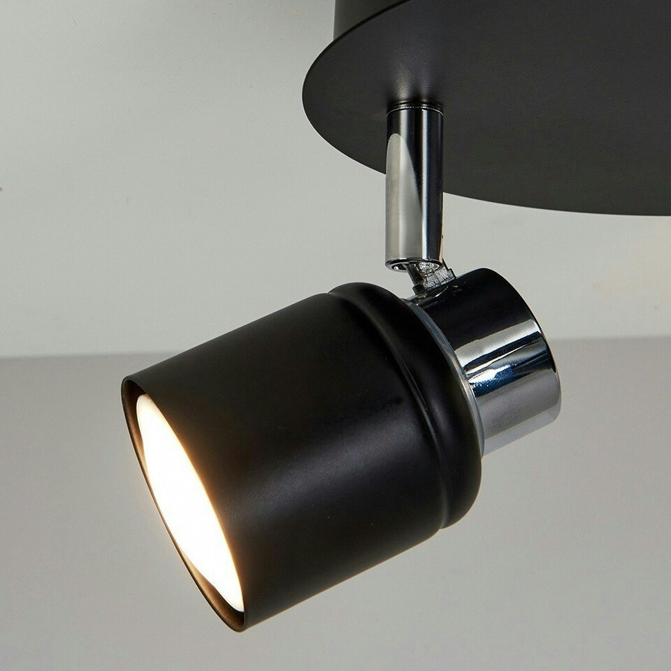 image 1 of ValueLights Benton Black IP44 Round Bathroom Ceiling Light Black
