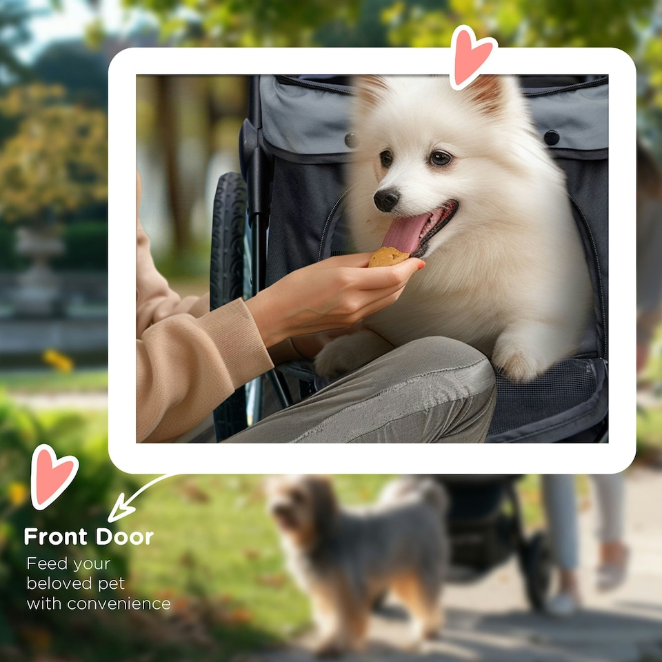 image 1 of PawHut 3 Wheel Pet Stroller, for Medium Small Dogs, Foldable Cat Pram - Grey